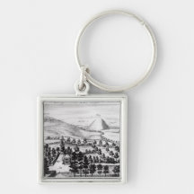 View from Avebury steeple of Silbury Hill Key Chain