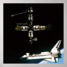 View from Soyuz of Shuttle Atlantis departing Mir Poster