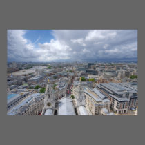 View from St Pauls Cathedral across London England posters