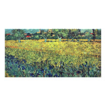 View Of Arles With Irises In The Foreground, Photo Greeting Card