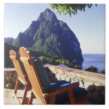 View of Gros Piton from Stonefield Estate Villa Ceramic Tiles