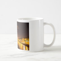 view of paris france at night and the Seine river Mugs