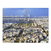 View of Paris with Eiffel Tower and La Defence Postcard