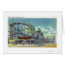 View of the Cyclone Rollercoaster # 2 Greeting Card