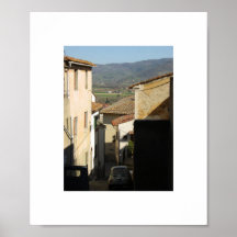 view of urban street and countryside poster