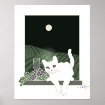 Vigne, Clair de Lune et Chat Blanc Posters