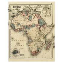 Viintage 1874 Map of Africa  Antique African Print