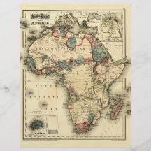 Viintage 1874 Map of Africa  Antique African Print Custom Flyer