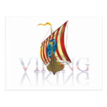 Viking ship reflecting on mysterious water postcards