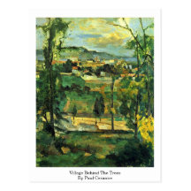 Village Behind The Trees By Paul Cezanne Postcard