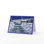 Village Church in Snow: Blessed Christmas Wishes Greeting Cards
