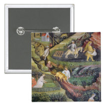Village farmers doing work in April Pinback Button