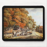 Village Scene Watercolor Painting PC Mac Mousepad!