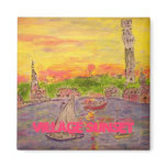 village sunset art magnets