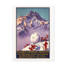 Villars Switzerland Winter Sports Vintage Travel Post Cards