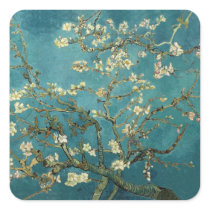 Vincent Van Gogh -  Blossoming Almond Tree Square Sticker