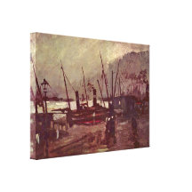 Vincent van Gogh - quay with ships in Antwerp Canvas Prints