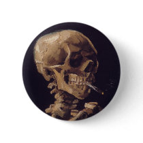 Vincent Van Gogh Skull with a Burning Cigarette Buttons