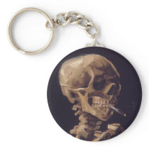 Vincent Van Gogh Skull with a Burning Cigarette Key Chains