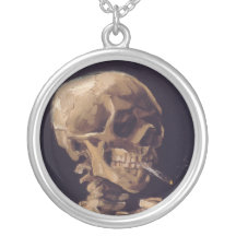 Vincent Van Gogh Skull with a Burning Cigarette Personalized Necklace
