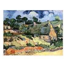 Vincent van Gogh - Thatched Cottages at Cordeville Post Card