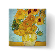 Vincent van Gogh - Vase with 12 Sunflowers Pinback Button