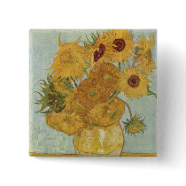 Vincent Van Gogh Vase With 12 Sunflowers Button