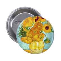 Vincent van Gogh - Vase with 12 Sunflowers Pinback Buttons