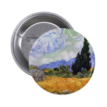 Vincent van Gogh - Wheat Field with Cypresses Pinback Buttons