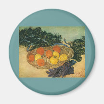 Vincent van Gogh's Basket of Fruit and Gloves 1889 Fridge Magnet