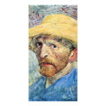 Vincent with straw hat and blue shirt by van Gogh photo cards