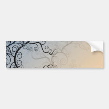 Vine Pattern over Blue and Peach Background Bumper Stickers