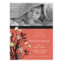 Viney Baby Birth Announcement Pink Postcard