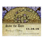 Vineyard Art Nouveau Peacock Birds Save the Date Postcards