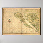Vintage 1650's California Map - shown as an island posters