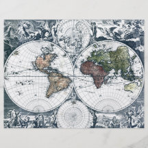 Vintage 1658 Nicolao Visscher World Map Personalised Flyer
