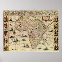 Vintage 1660's Africa Map Poster