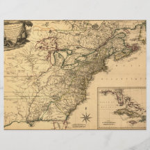 Vintage 1777 American Colonies Map by Phelippeaux Custom Flyer