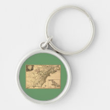 Vintage 1777 American Colonies Map by Phelippeaux Keychain