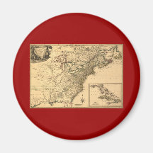 Vintage 1777 American Colonies Map by Phelippeaux Magnets