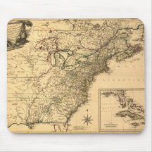 Vintage 1777 American Colonies Map by Phelippeaux Mousepads