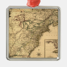 Vintage 1777 American Colonies Map by Phelippeaux Christmas Ornament