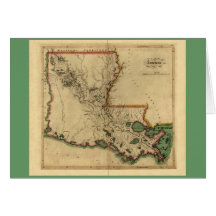 Vintage 1814 Louisiana Map Greeting Cards