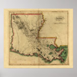 Vintage 1814 Louisiana Map posters