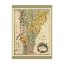 Vintage 1814 Vermont Map Post Card