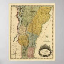 Vintage 1814 Vermont Map Print