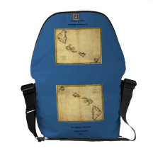 Vintage 1837 Hawaii Map -  Hawaiian Islands Messenger Bag