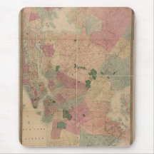 Vintage 1872 Brooklyn Map - New York City, Queens Mousepads