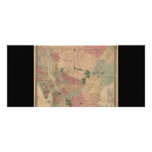 Vintage 1872 Brooklyn Map - New York City, Queens Full Colour Rack Card