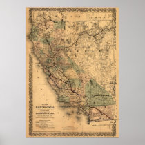 Vintage 1876 California Map Posters